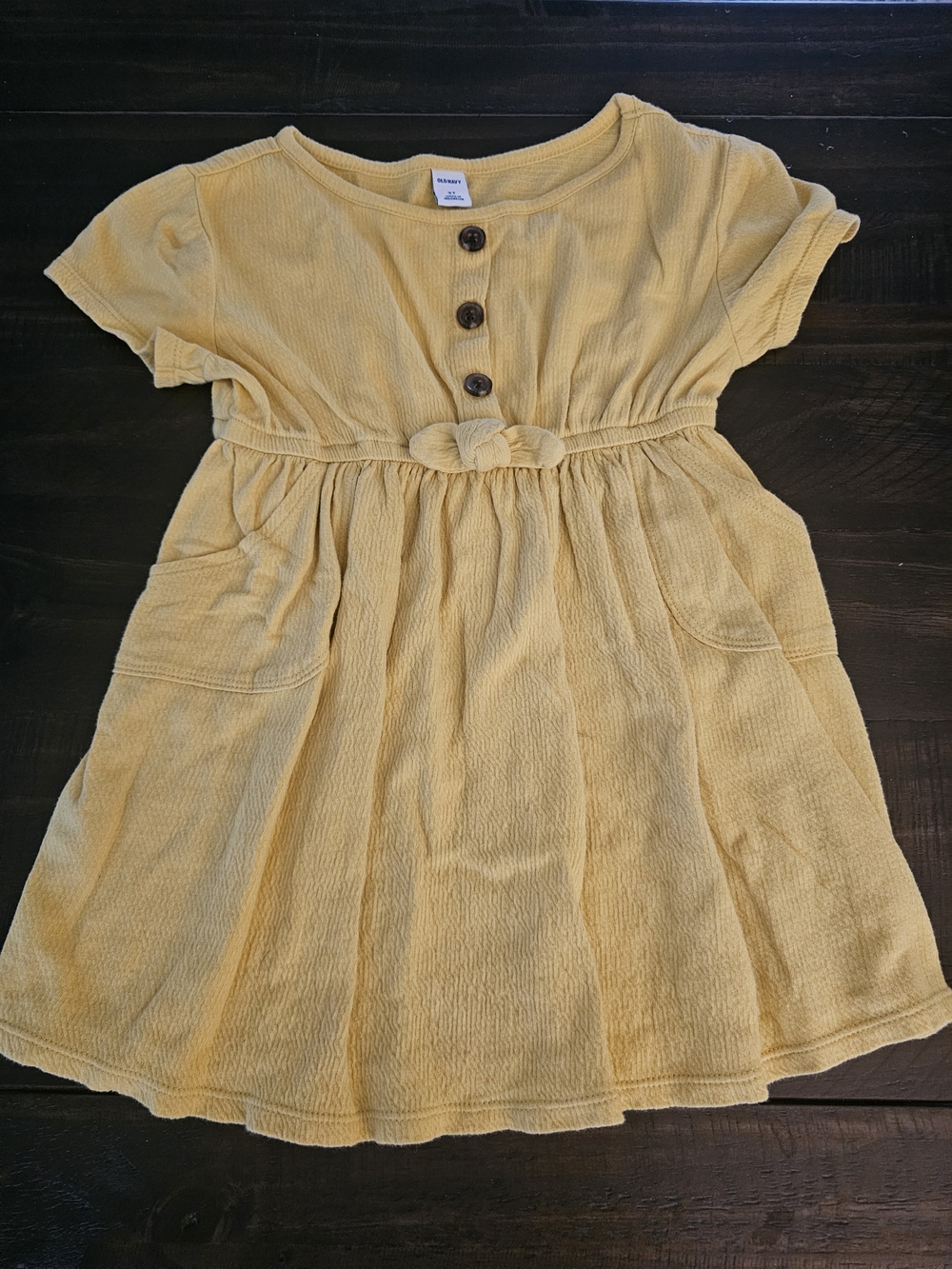 Old Navy Mustard Yellow Short-Sleeve Dress with Waist Bow